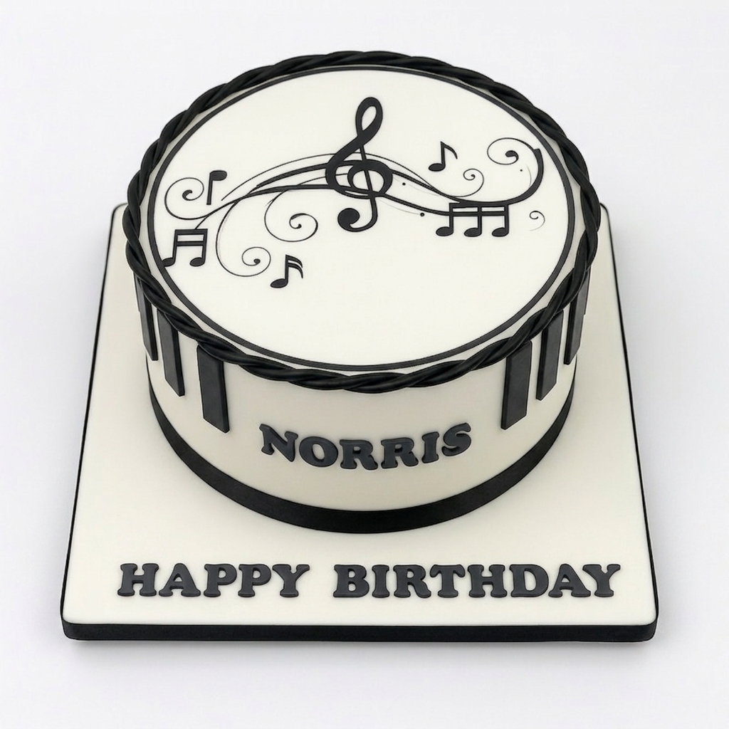 Musical Theme Birthday Cake with Piano Keys