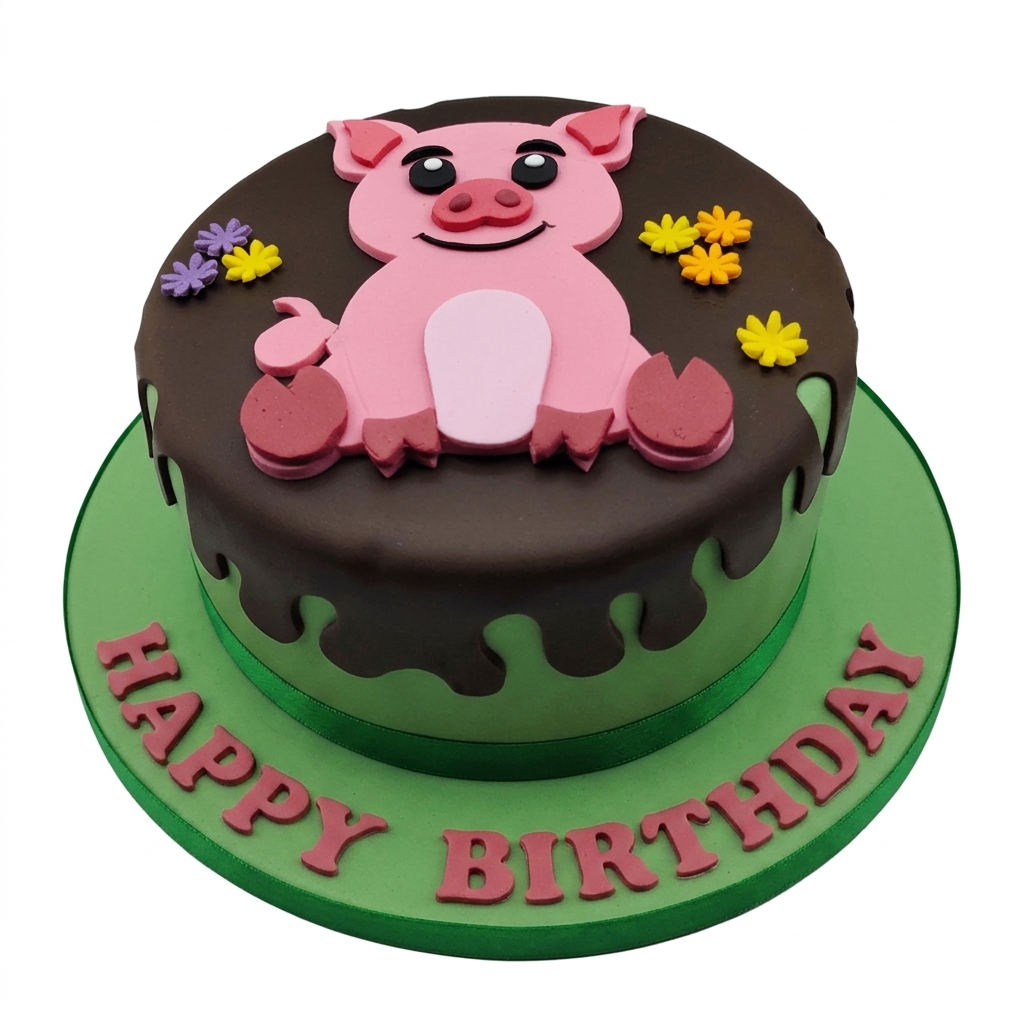 Cute Pig Birthday Cake