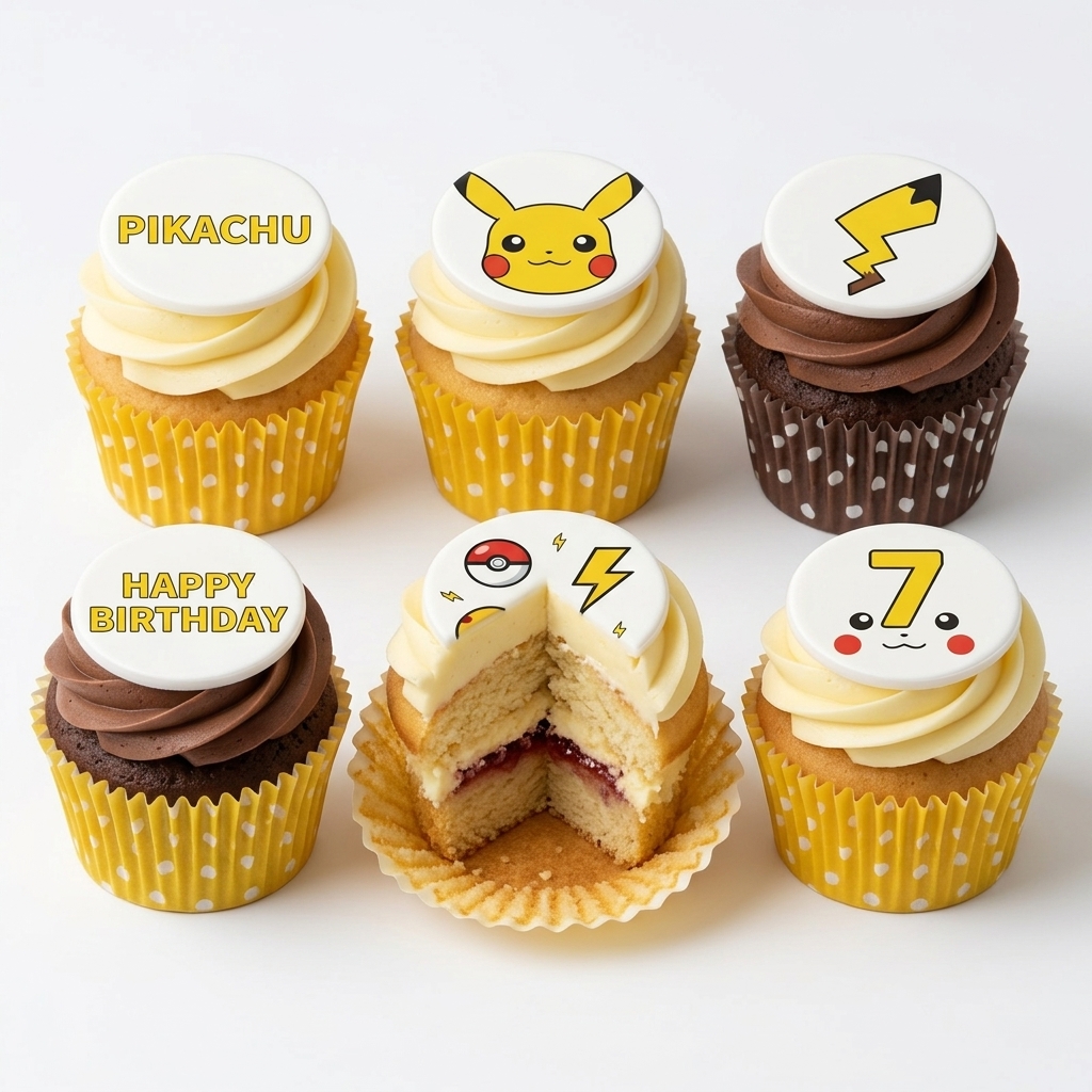 Pikachu Birthday Cupcakes | Custom Age & Message