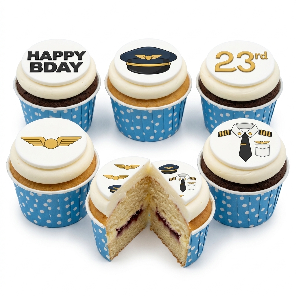 Pilot Theme Birthday Cupcakes with Custom Age Topper