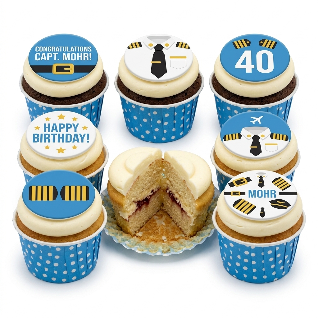 Pilot Theme Birthday Cupcakes with Custom Age