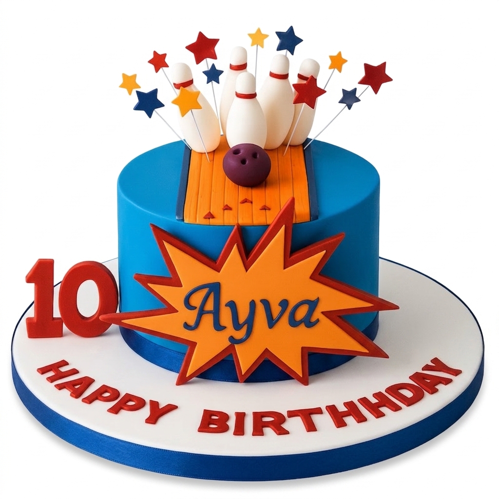 Bowling Theme Birthday Cake with Custom Age