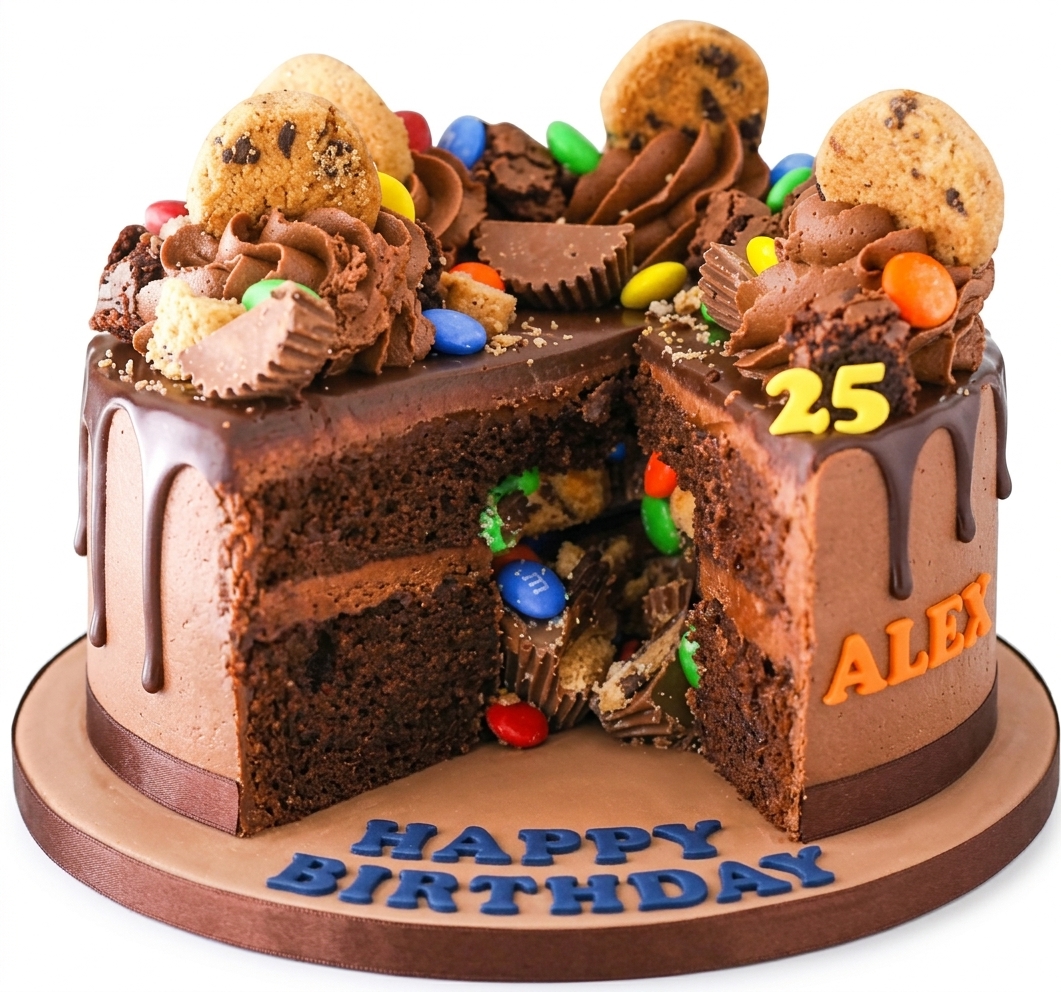 Chocolate Piñata Drip Birthday Cake