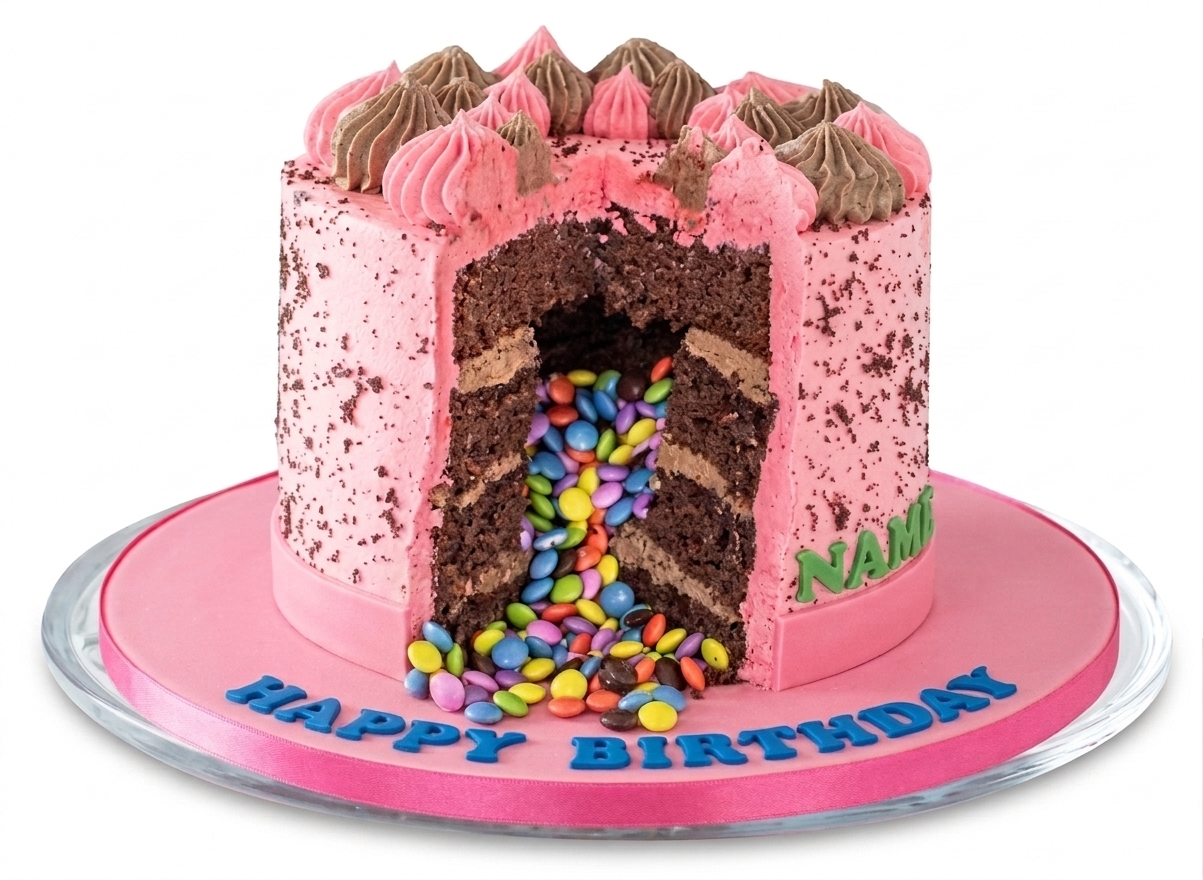 Pink Piñata Birthday Cake with Candy Explosion