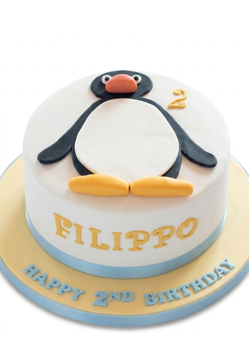 Penguin Birthday Cake with Custom Age