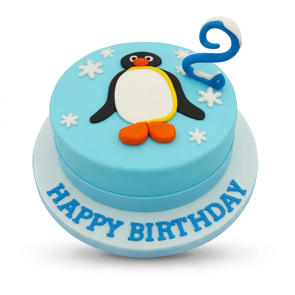 Cute Penguin Kids Birthday Cake