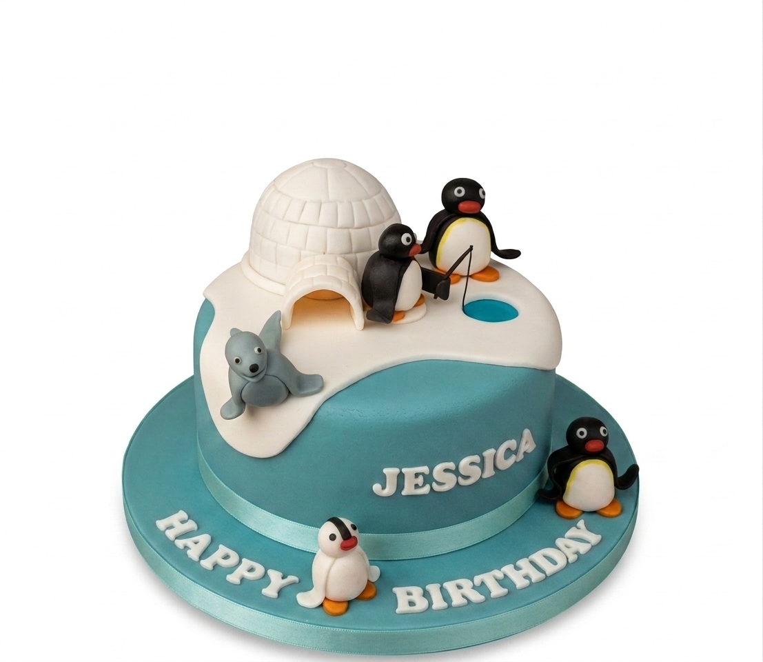 Pingu & Friends Kids Birthday Cake