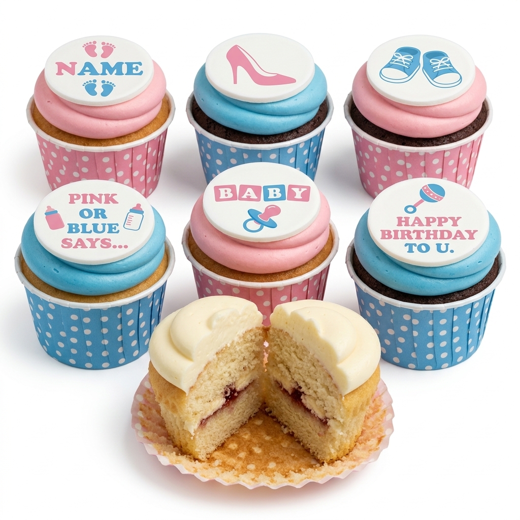Gender Reveal Baby Shower Cupcakes