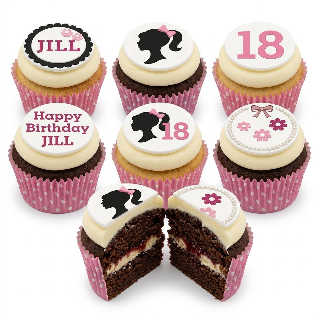 Barbie Silhouette Birthday Cupcakes