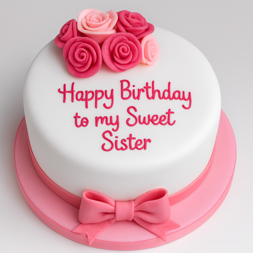 Pink birthday cake with roses