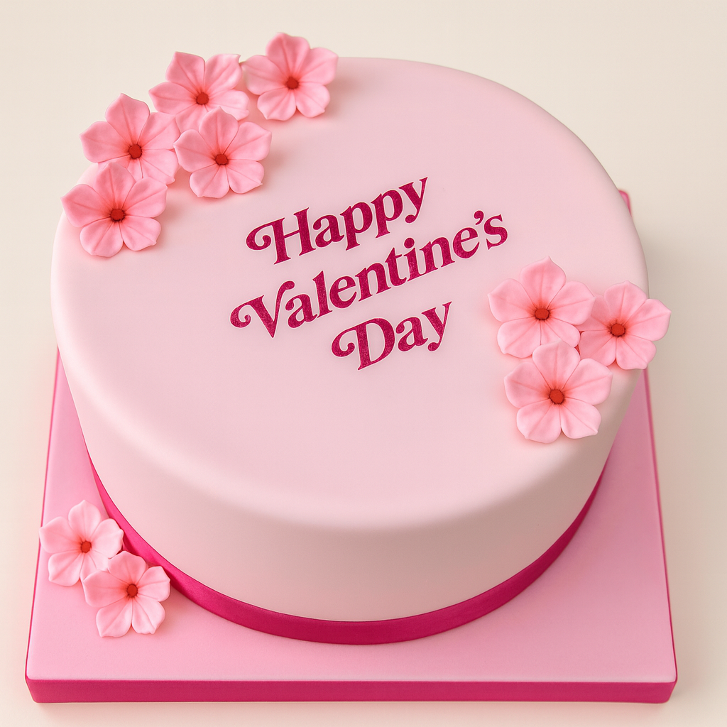 Pink birthday cake with roses