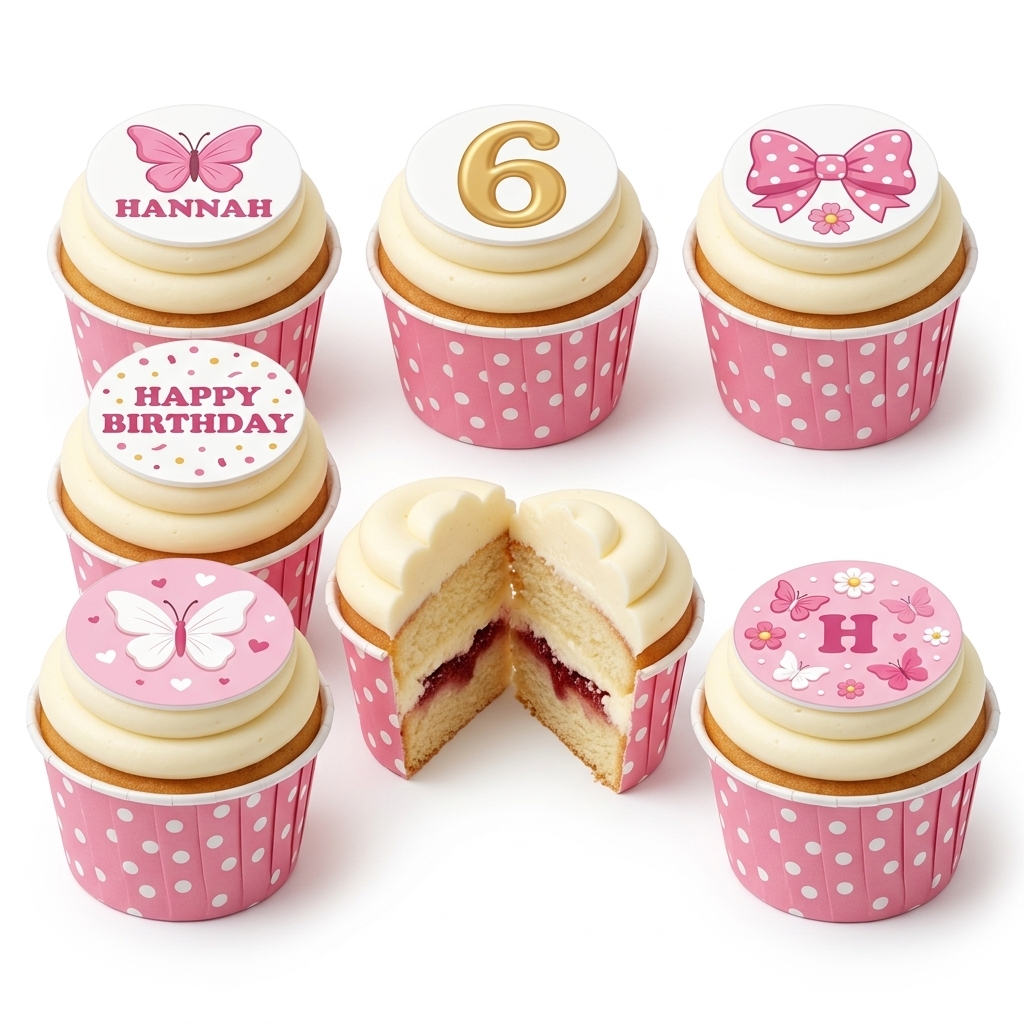 Pink Butterfly Birthday Cupcakes with Custom Age Topper