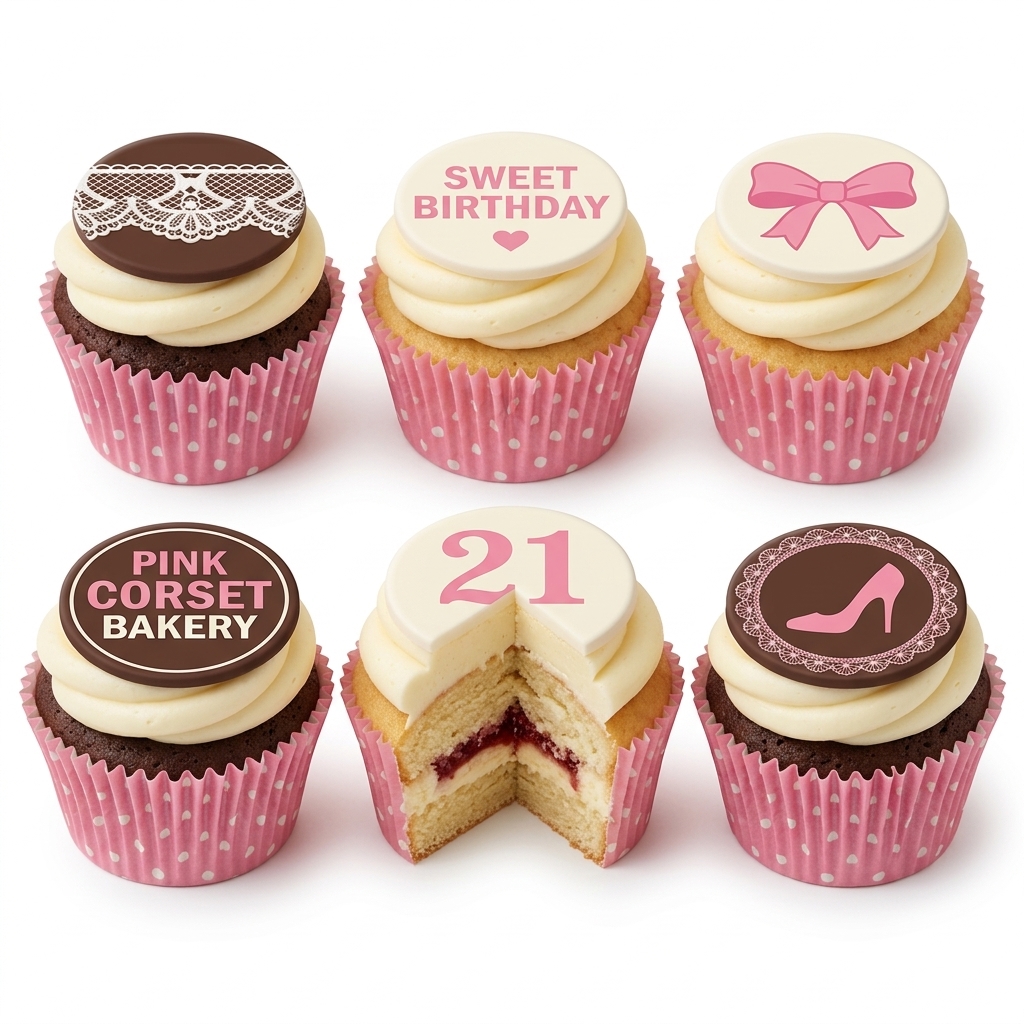 Ladies Birthday Cupcake Set with Custom Age Topper