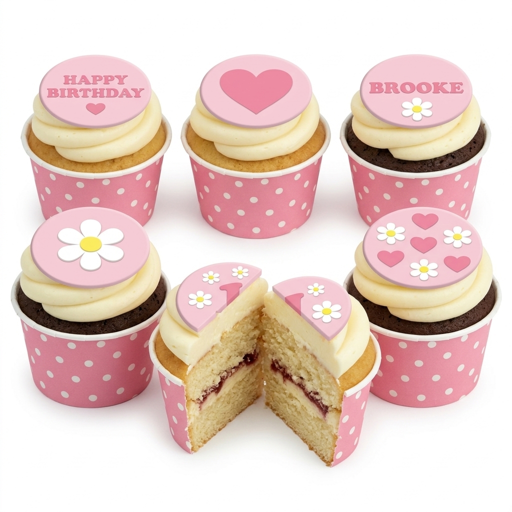 Pink Floral Birthday Cupcakes for Her