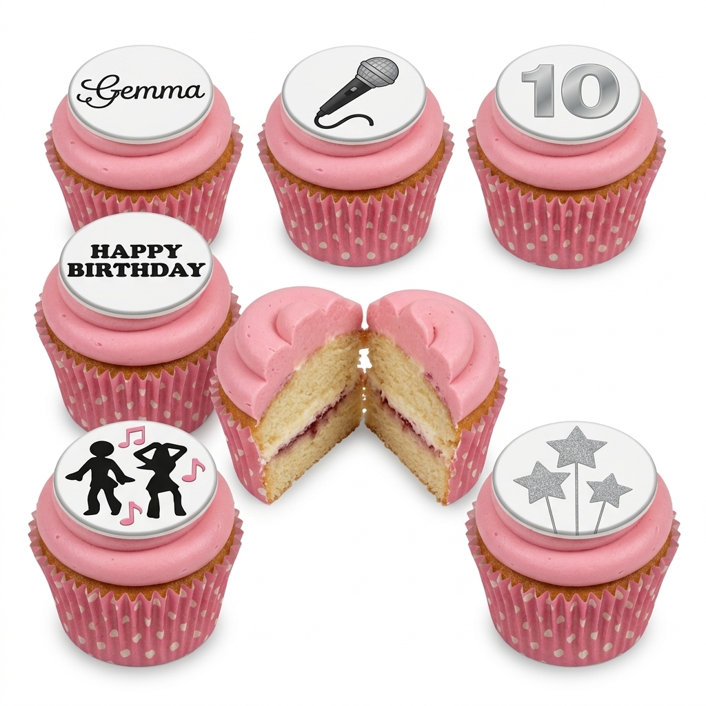 Music & Dance Theme Birthday Cupcakes with Custom Toppers