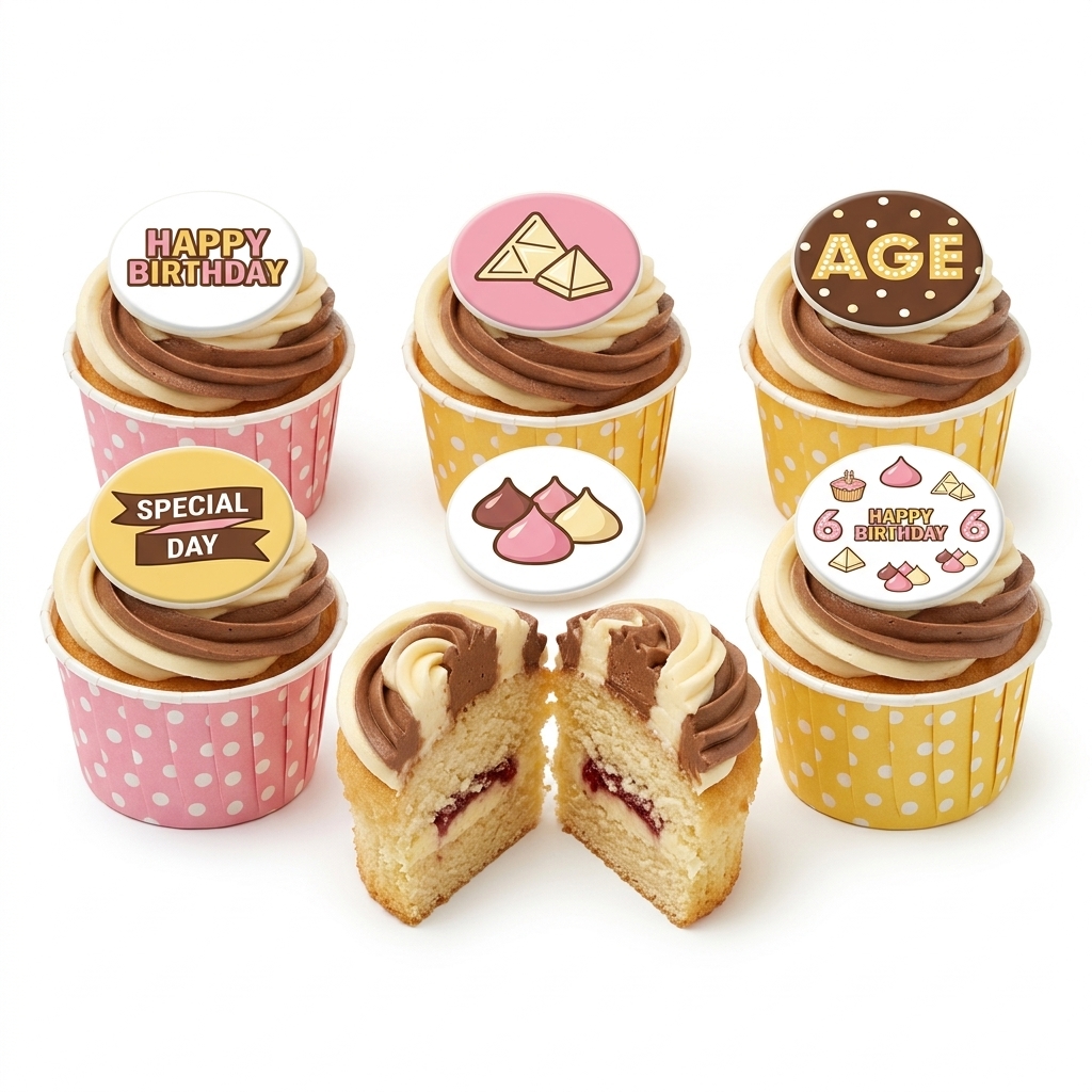 Chocolate Swirl Birthday Cupcakes with Custom Age Toppers