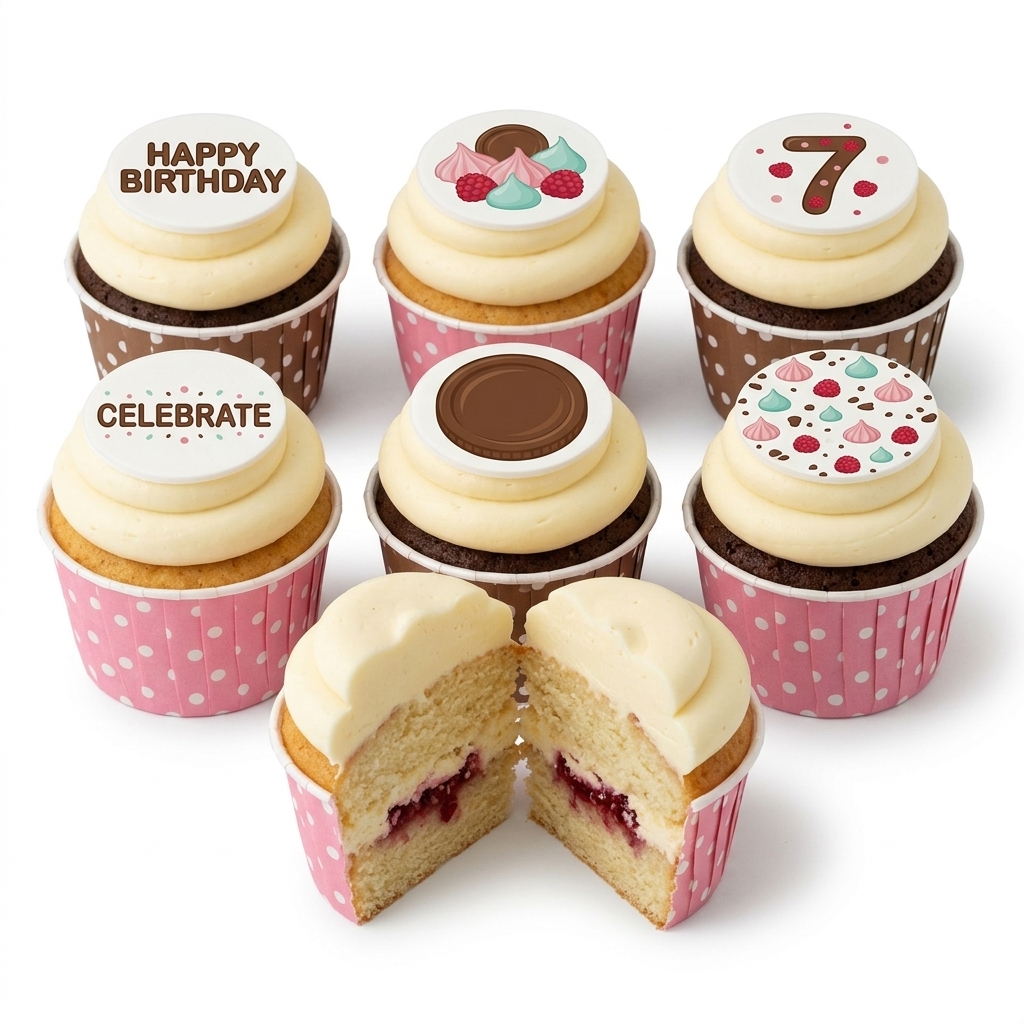 Kids Birthday Cupcake Box with Custom Age Toppers