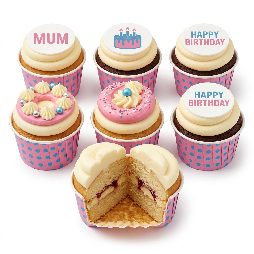 Birthday Cupcakes for Her with Custom Toppers