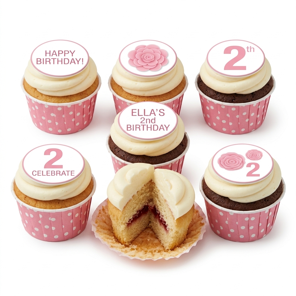 Pink Floral Girls Birthday Cupcakes