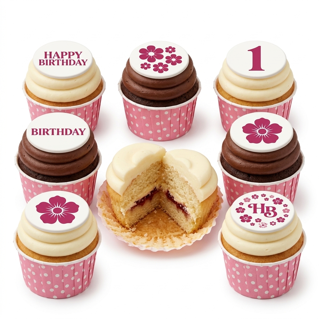 Floral Birthday Cupcakes for Her with Custom Age Topper