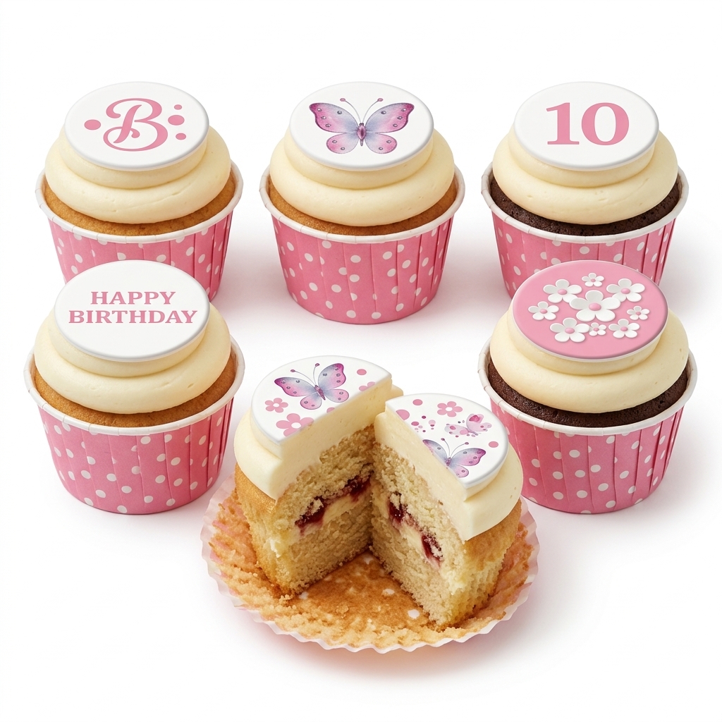 Butterfly Birthday Cupcakes with Custom Age & Initial Toppers