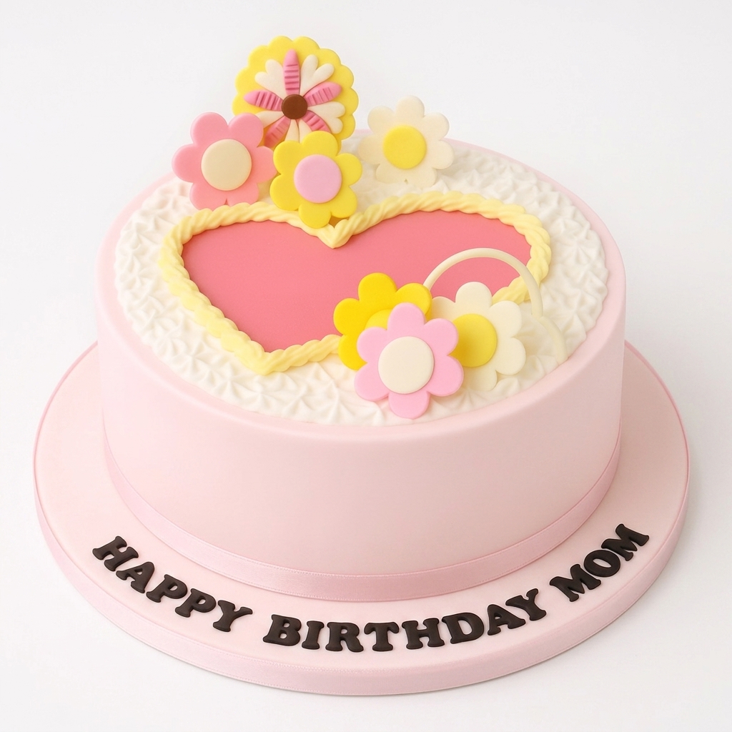 Floral Heart Birthday Cake for Her