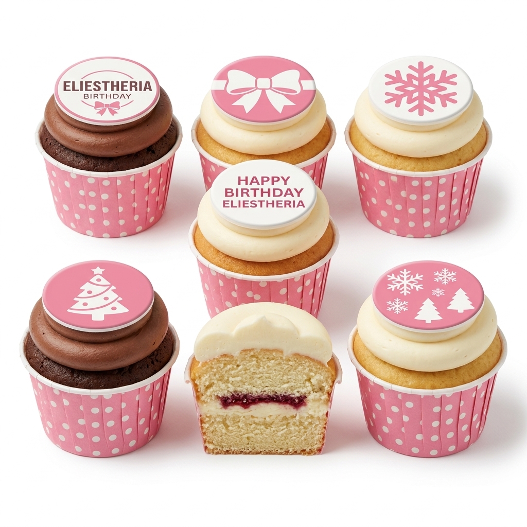 Pink Gift Box Birthday Cupcakes