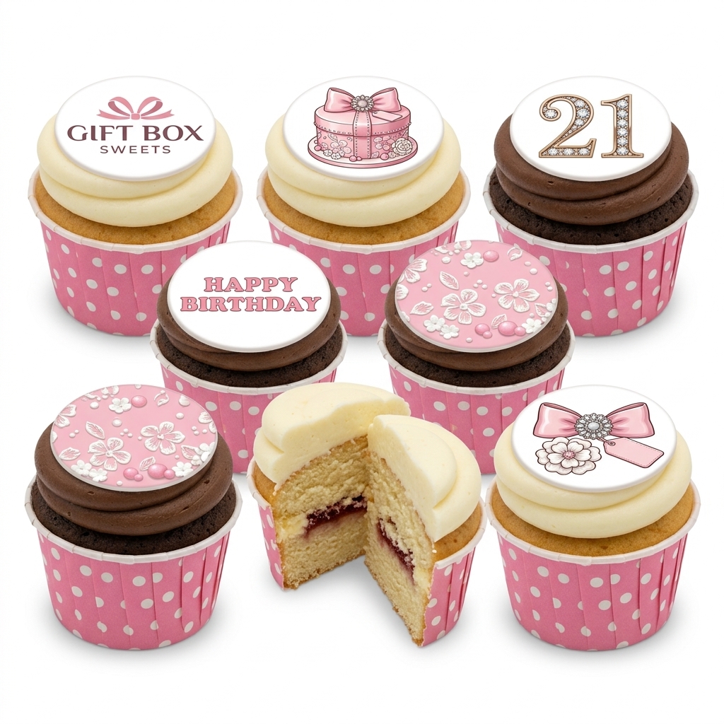 Elegant Ladies Birthday Cupcakes with Custom Age