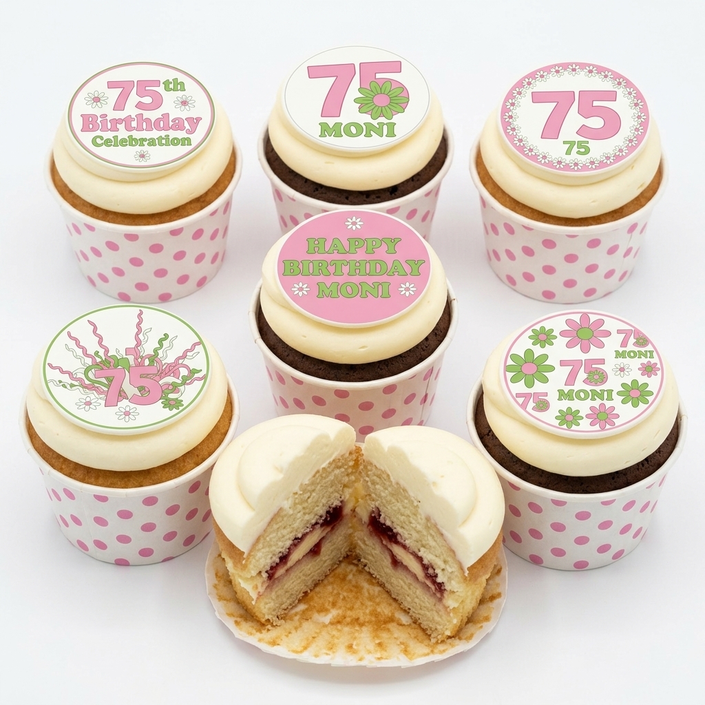 Floral Birthday Cupcakes for Her with Custom Age Topper