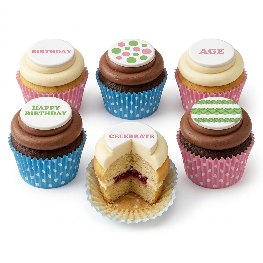 Custom Topper Birthday Cupcakes