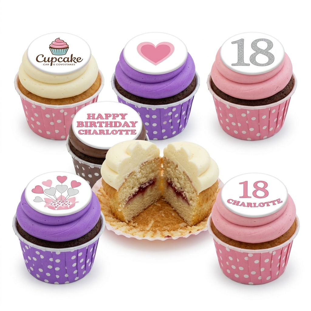 Pink & Purple Hearts Birthday Cupcakes