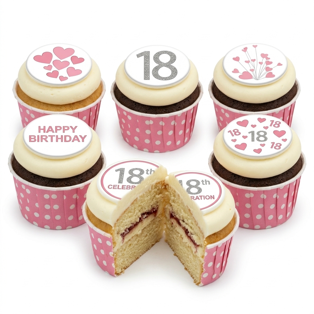Ladies Hearts Birthday Cupcakes with Custom Age Topper