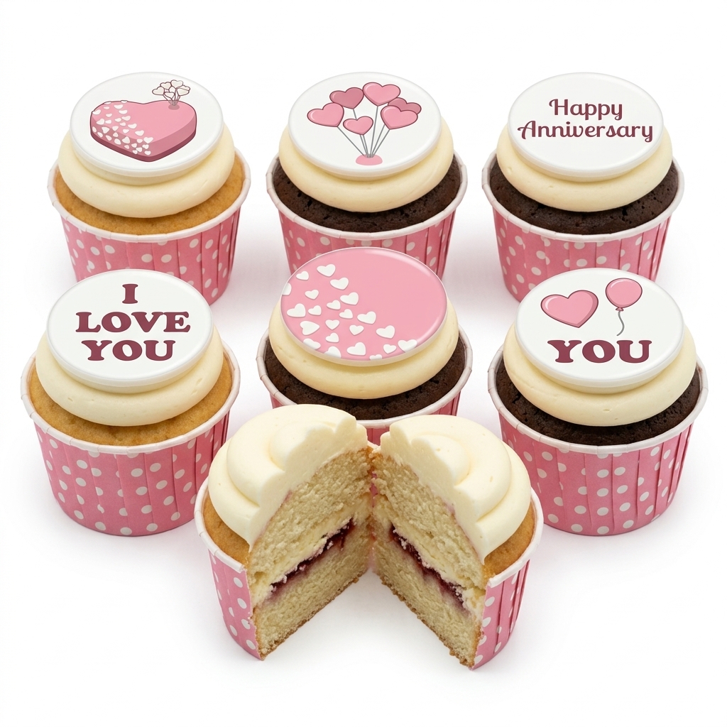 Romantic Heart Anniversary Cupcakes