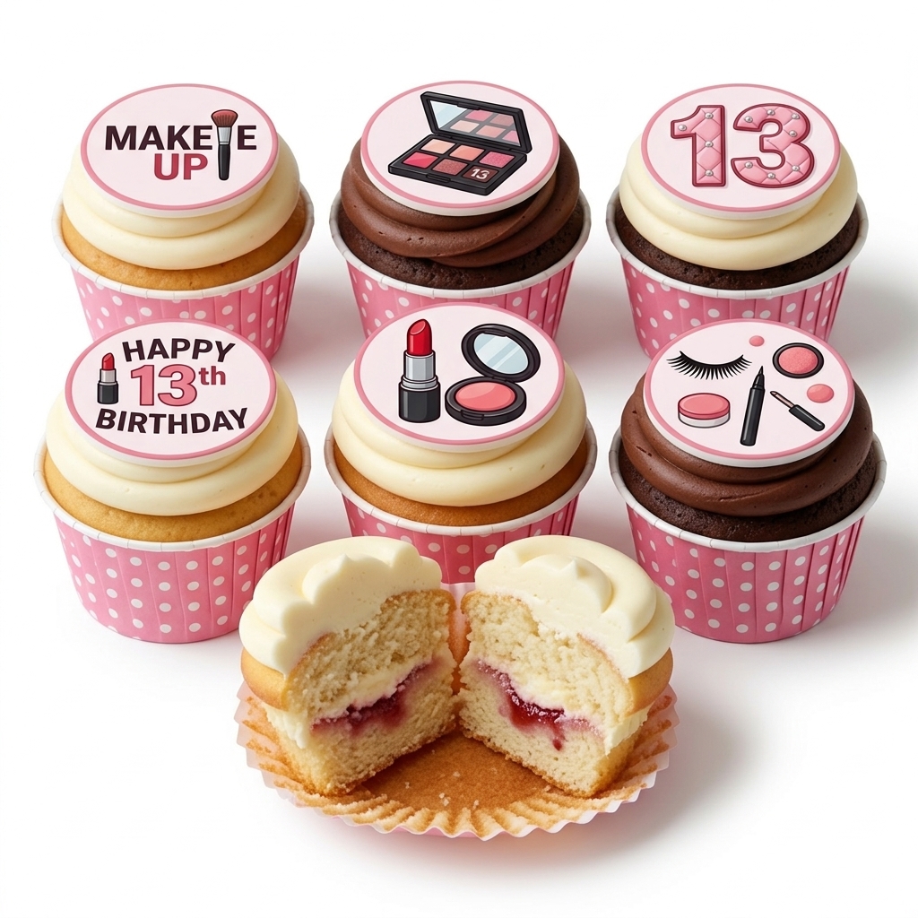 Makeup Theme Birthday Cupcakes for Her