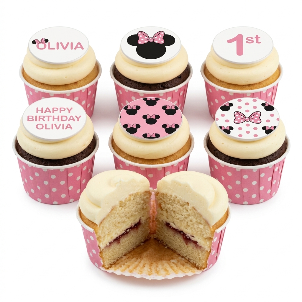 Personalised Minnie Mouse Birthday Cupcakes