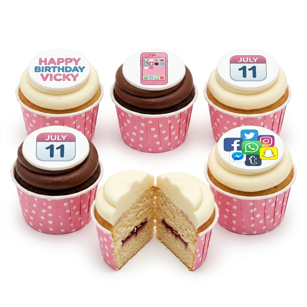 Social Media & Tech Birthday Cupcakes