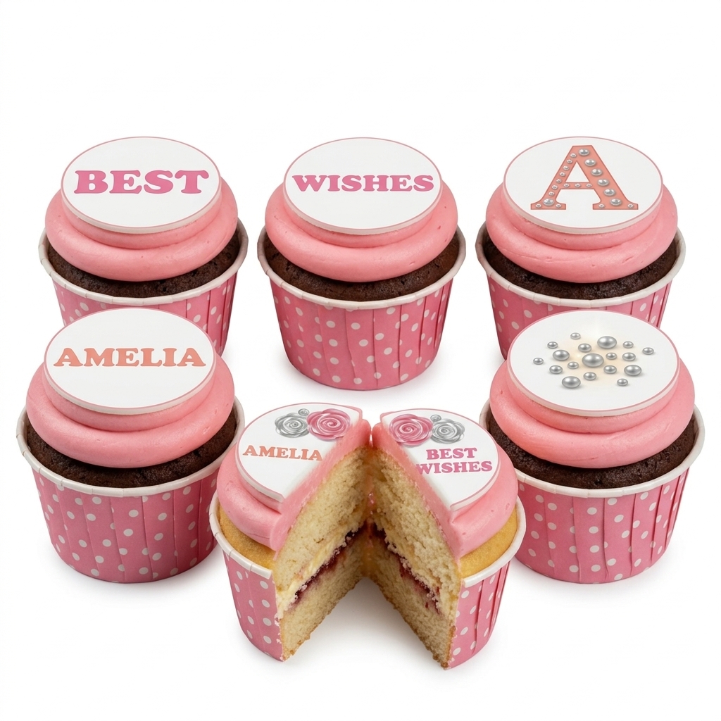 Elegant Pink Floral Birthday Cupcakes