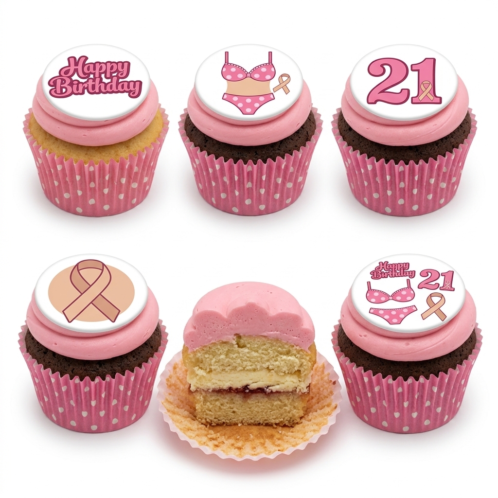 Fun Ladies Birthday Cupcakes with Custom Age Toppers