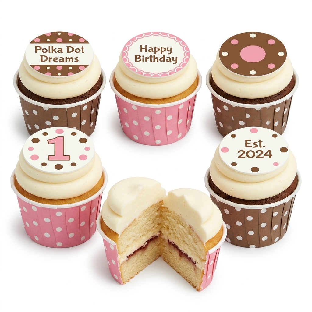 Polka Dot Birthday Cupcakes with Custom Age Toppers