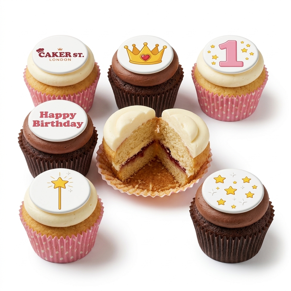 Princess Birthday Cupcakes for Girls with Custom Age Topper