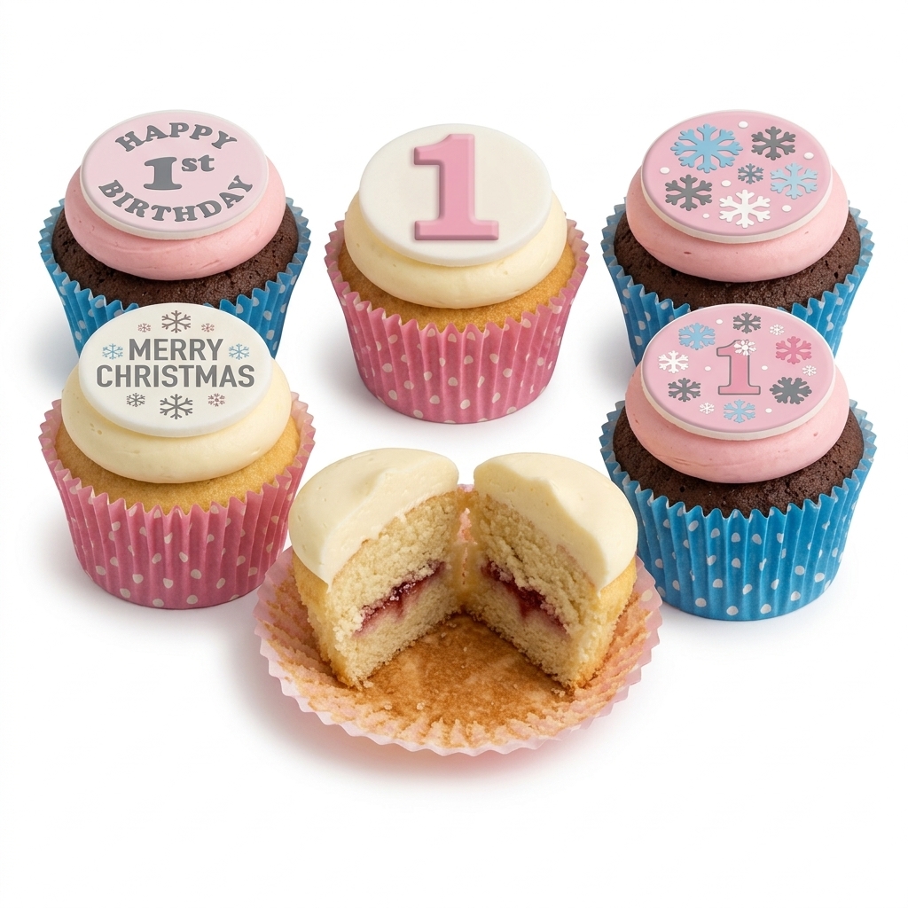 Pink Snowflake 1st Birthday Cupcakes for Girls