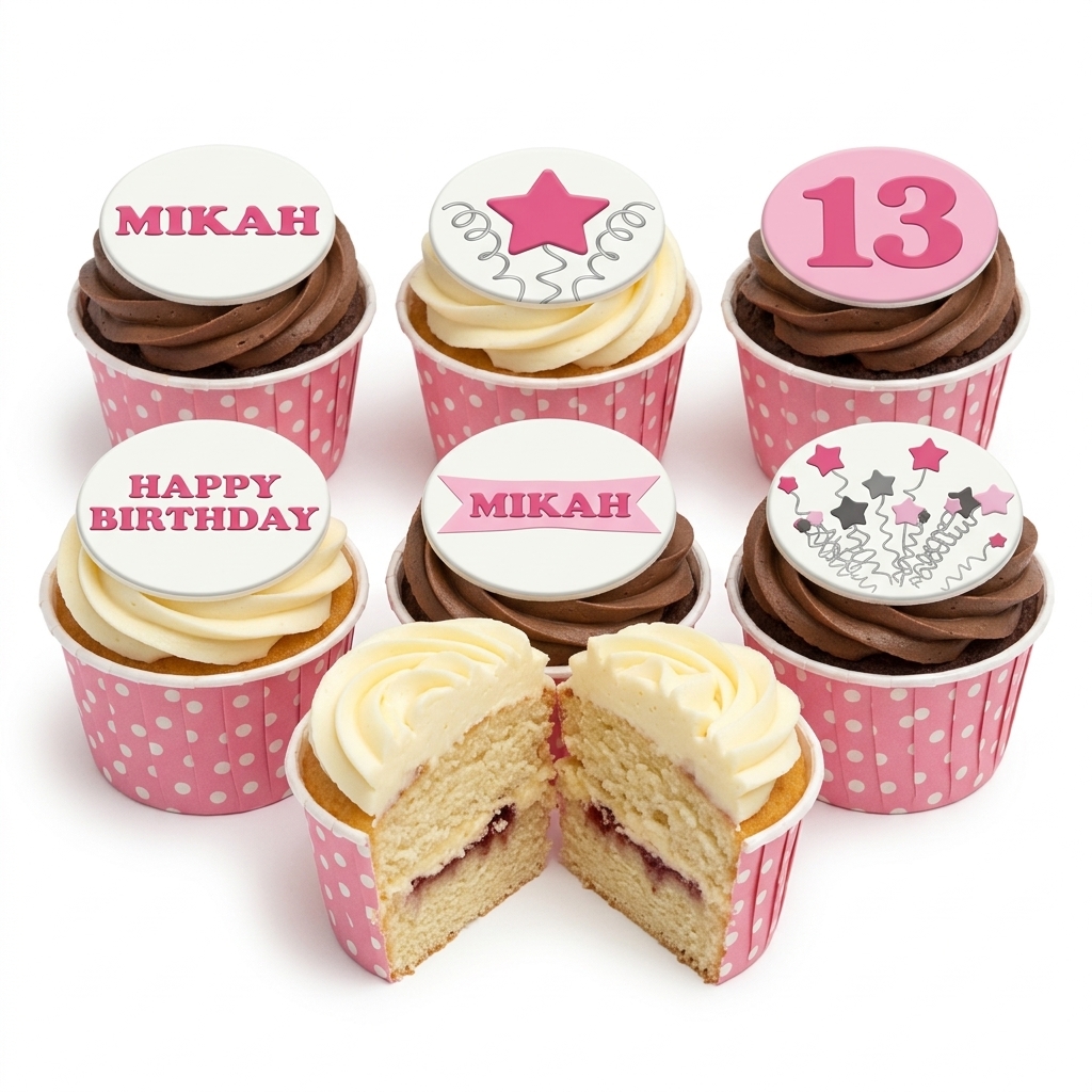 Girls Star Birthday Cupcakes with Custom Age