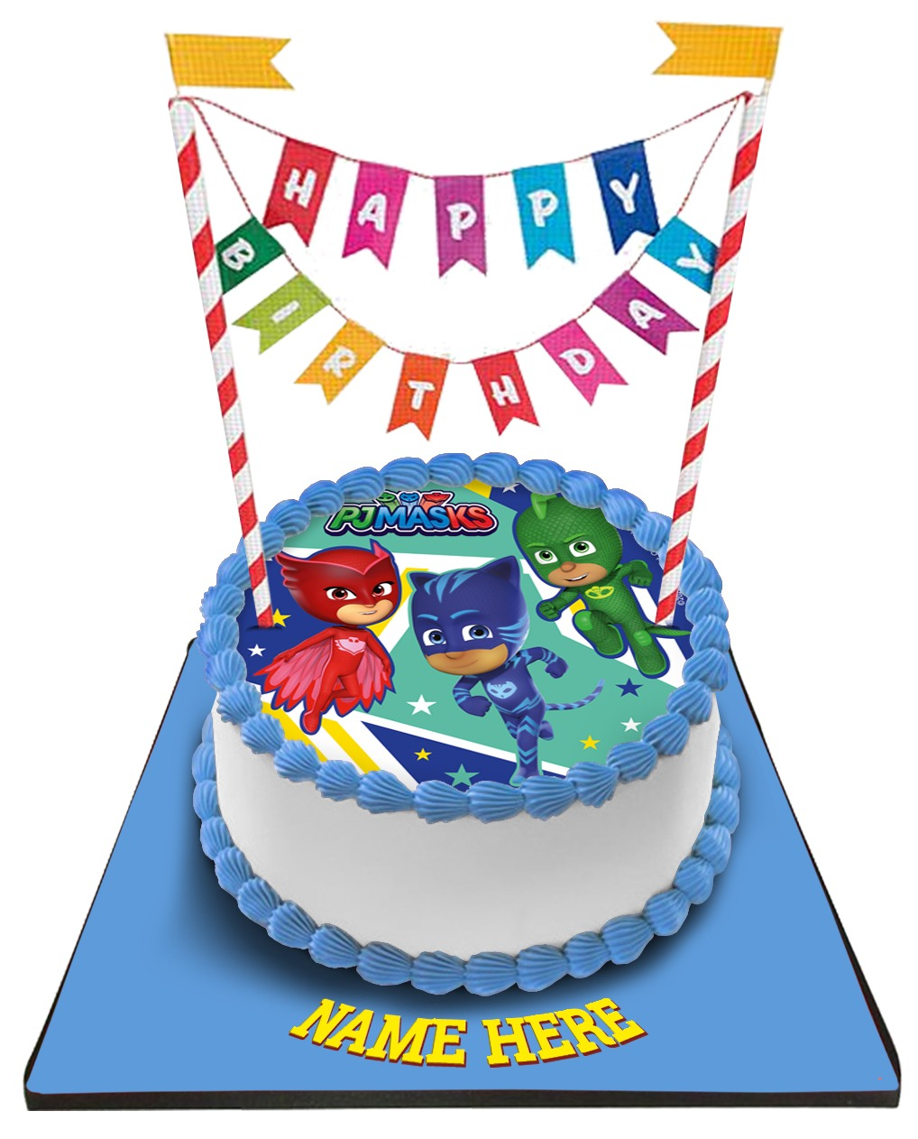 PJ Mask Cake with Happy Birthday Bunting