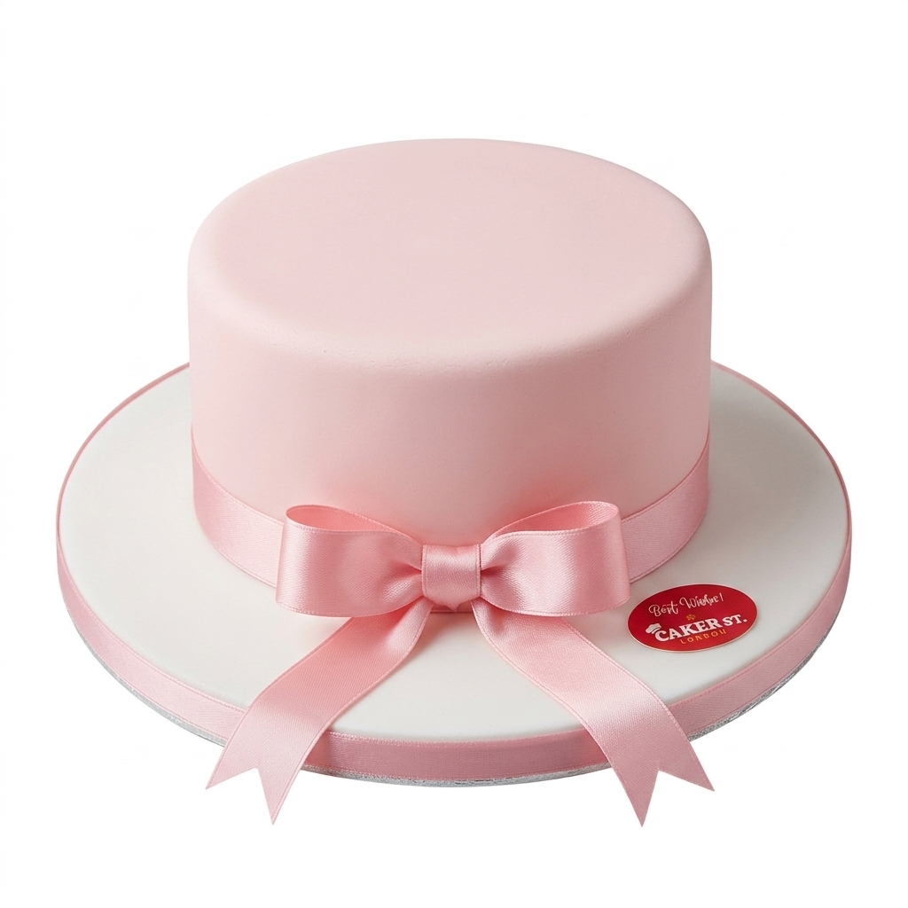 Elegant Pink Ribbon Birthday Cake