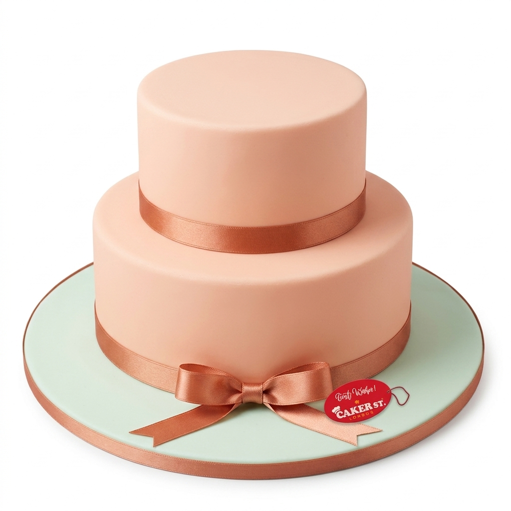 Elegant Two Tier Birthday Cake with Ribbon