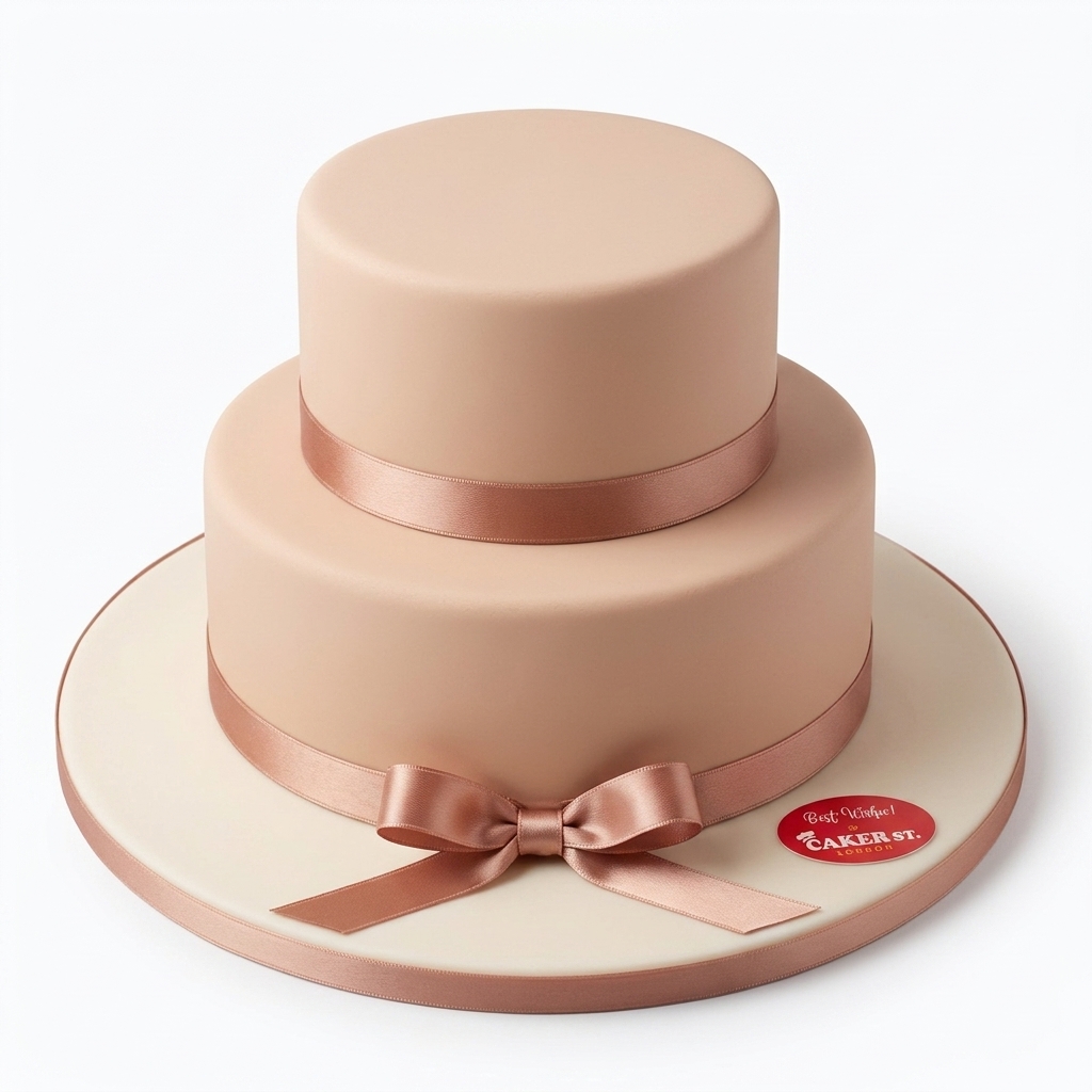 Elegant Rose Gold Ribbon Birthday Cake For Her