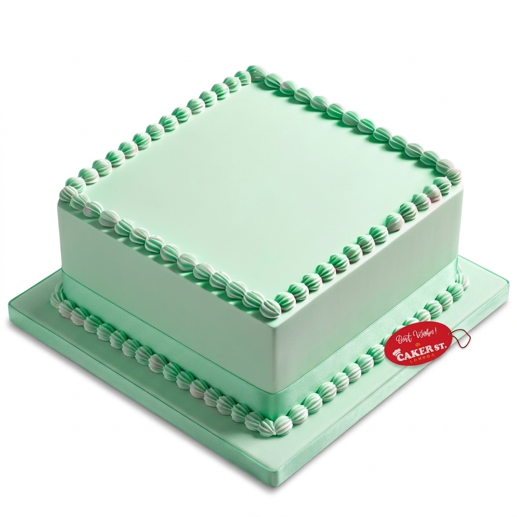 Elegant Mint Green Square Birthday Cake
