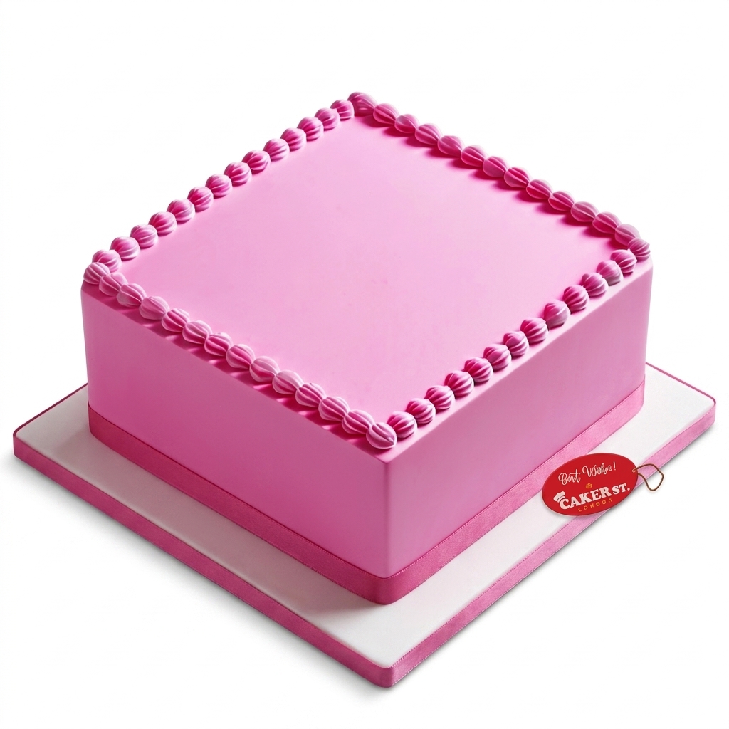 Elegant Pink Square Birthday Cake for Her