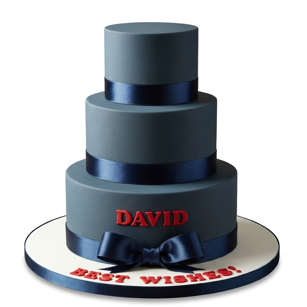 Elegant Grey & Navy Birthday Cake for Men