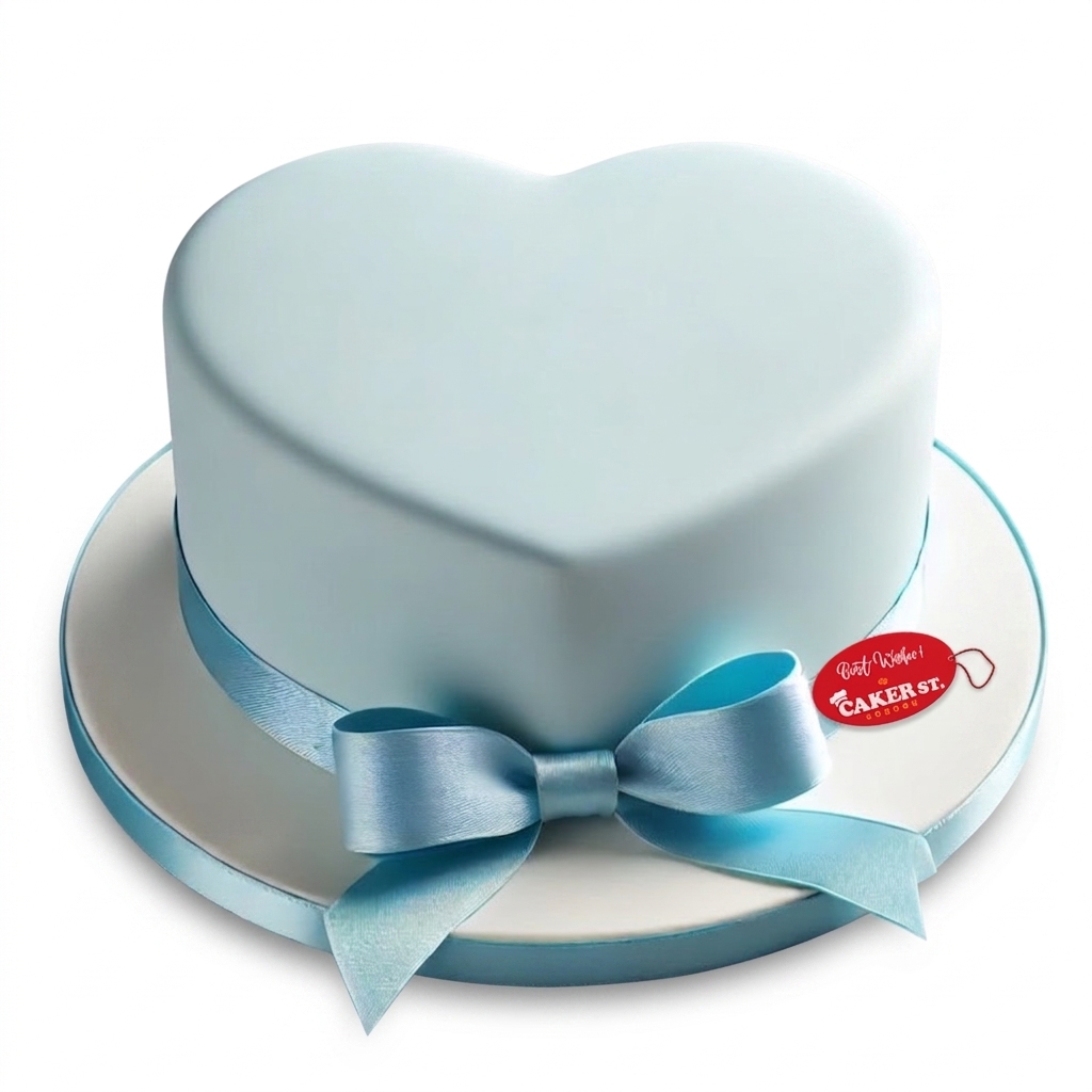 Elegant Blue Heart Shaped Birthday Cake